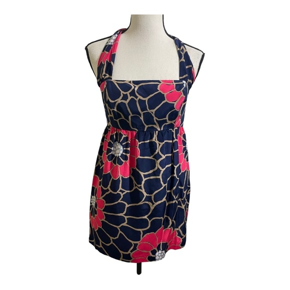 Tabitha womens silk halter neck zipper side baby doll floral blouse size 6 - Picture 7 of 10